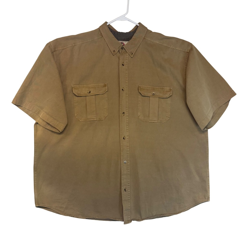 Field Forest Outfitters Mens Tan Short Sleeve Button Up Shirt‎ 3XL Work Casual